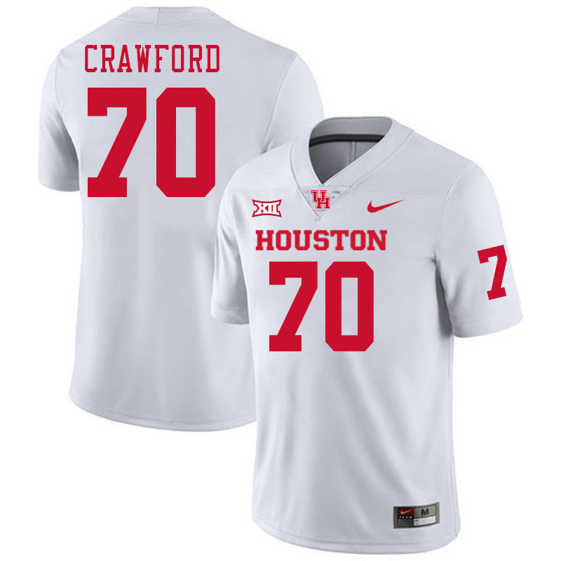 Men #70 Larry Crawford Houston Cougars College Football Jerseys Stitched-White